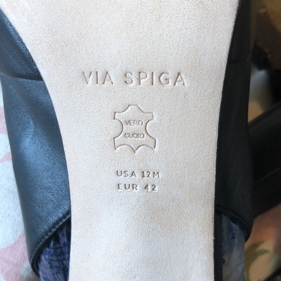 VIA SPIGA Size 12M Open Toe LEATHER Clog 4” Heel Anklestrap 
Leather Buckle $178 - Picture 13 of 17